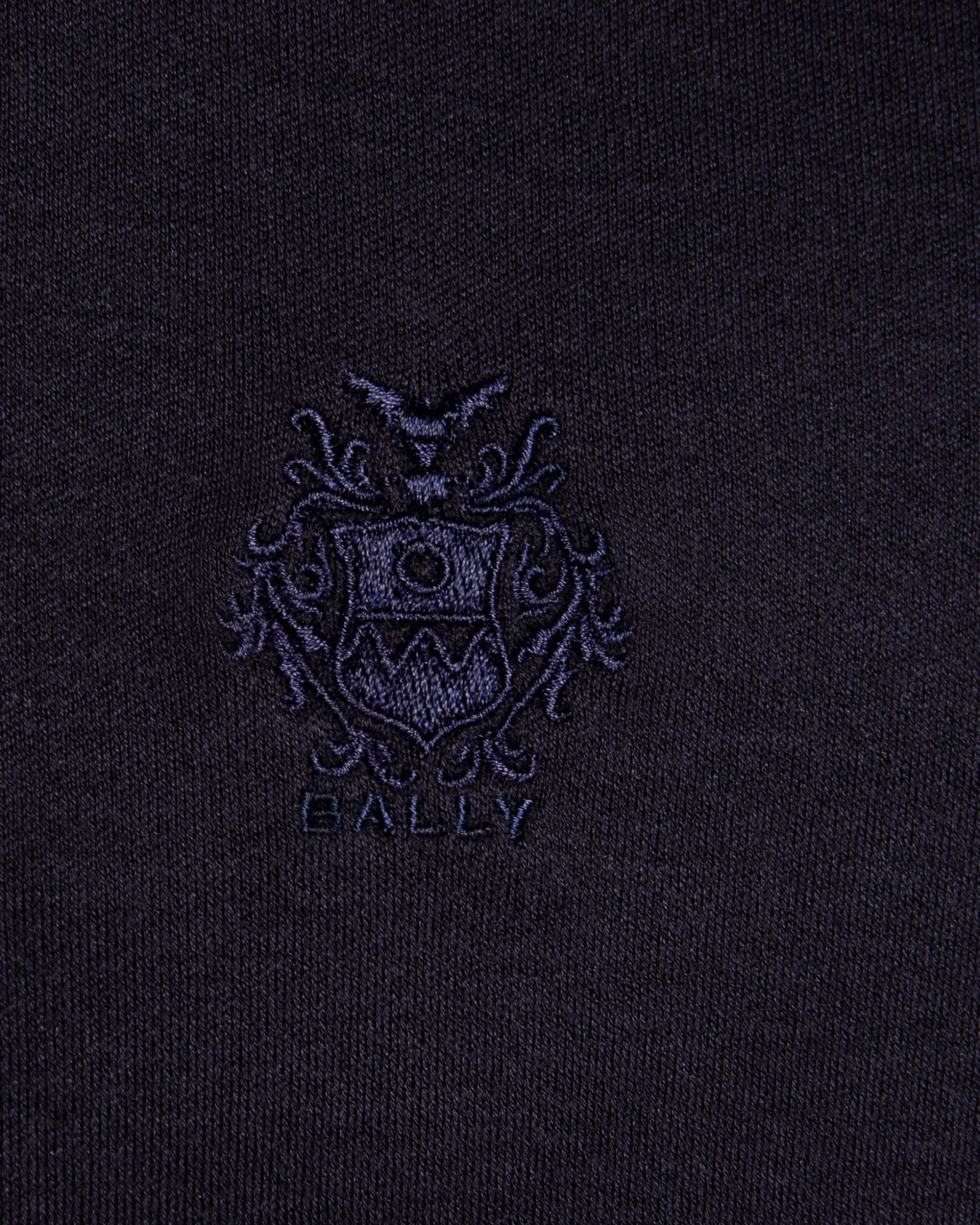 Short Sleeve Polo With a Bally Crest Logo in a Navy Blue Cotton Silk Blend