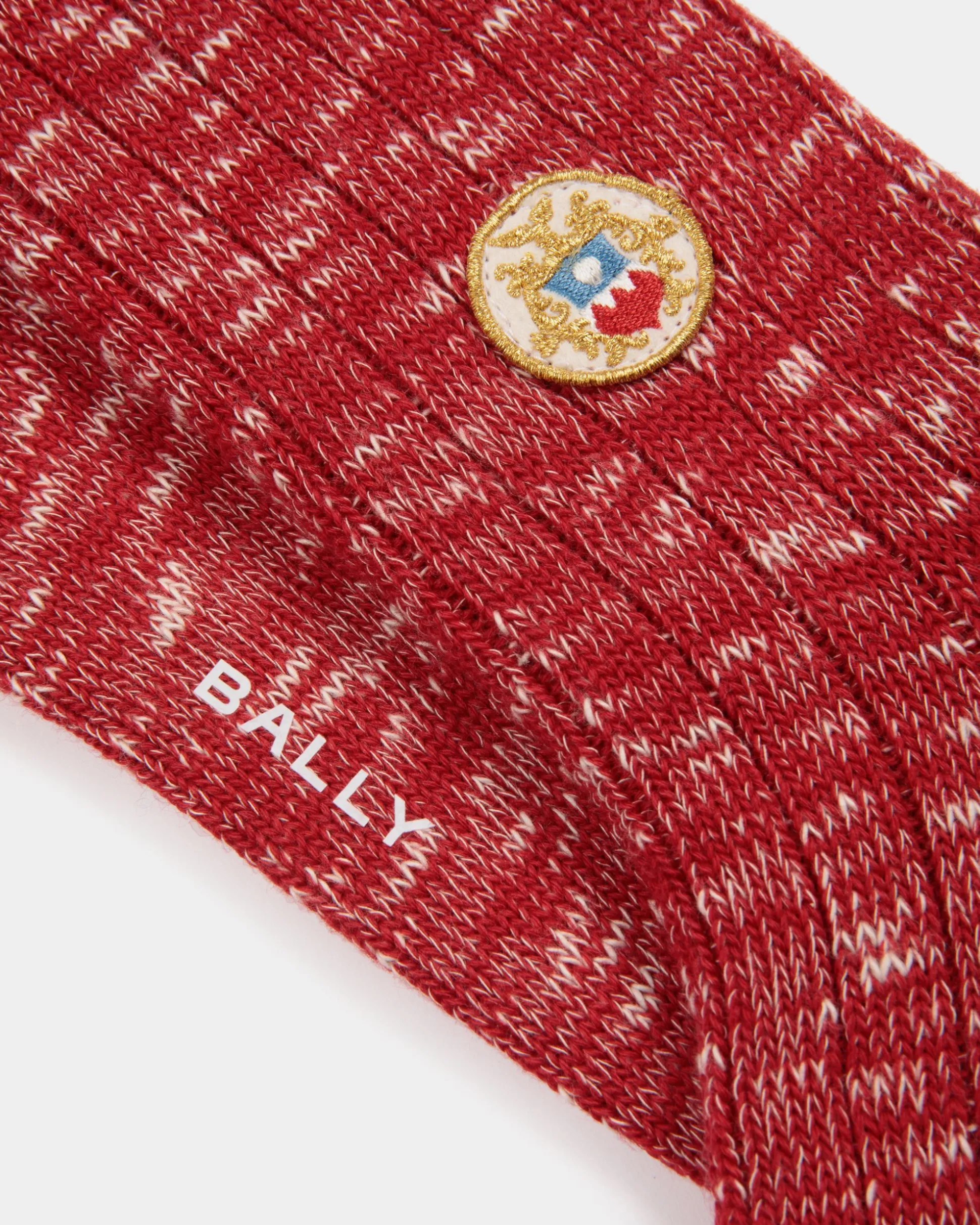 Socks With a Bally Crest Logo in Candy Red Wool