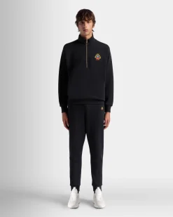 Sweatpants With a Bally Crest Logo In Navy Blue Cotton