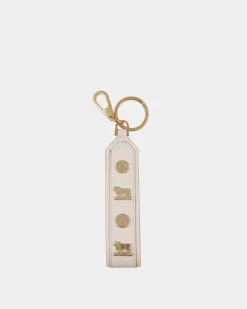 Swissness Keychain With Studs In White Leather