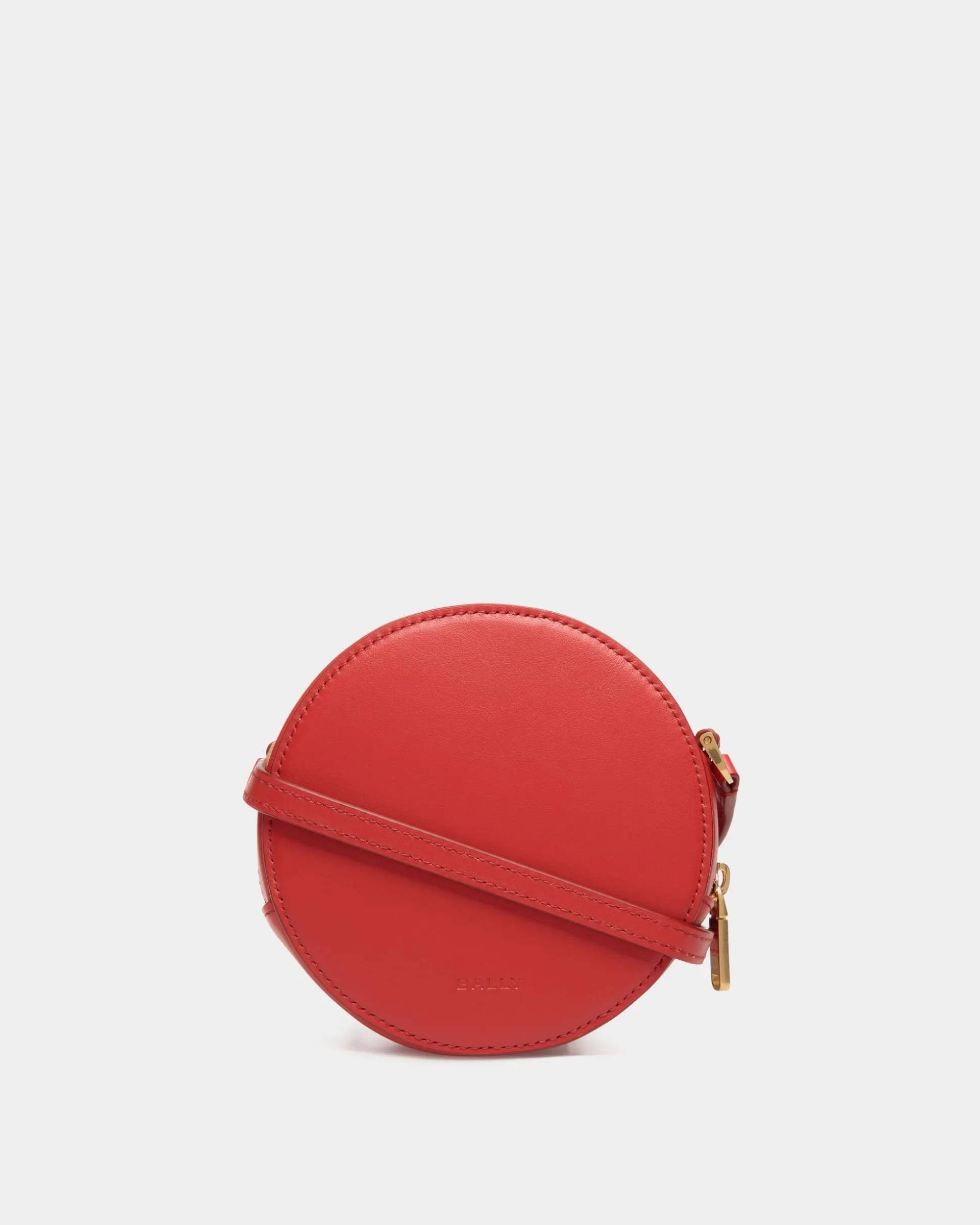 Swissness Round Minibag With Studs In Candy Red Leather