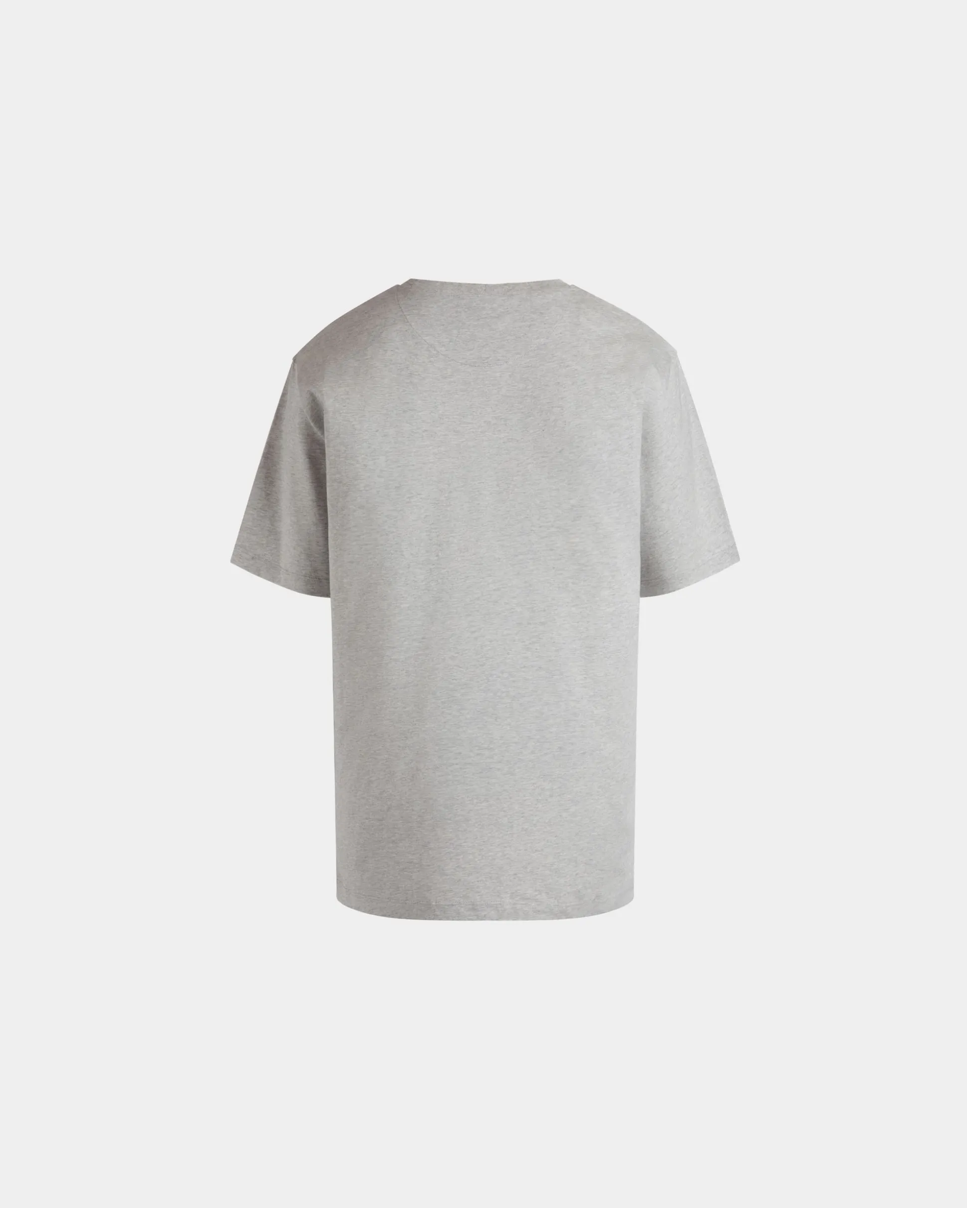 T-Shirt With Bally Crest Label In Grey Melange Cotton