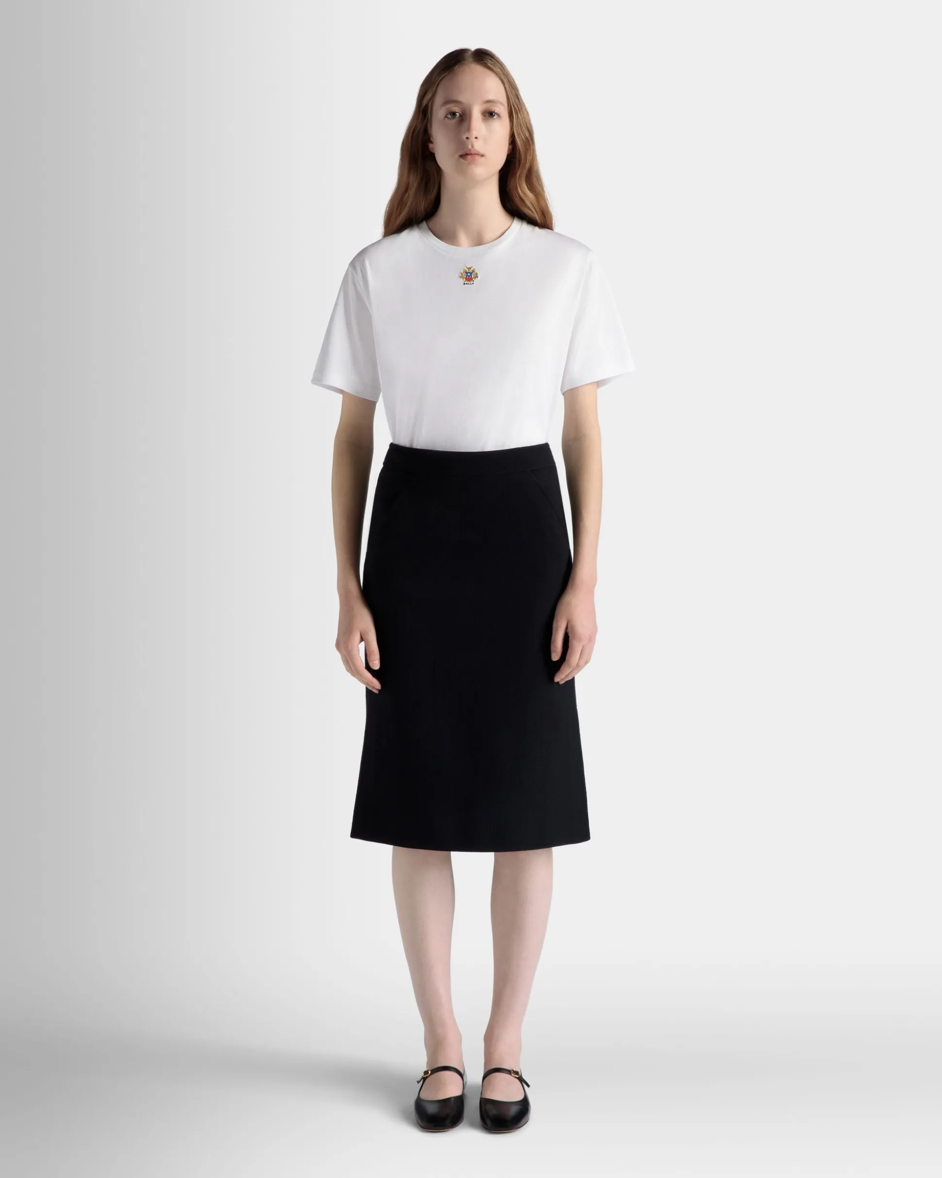 T-Shirt With Bally Crest Logo In White Cotton