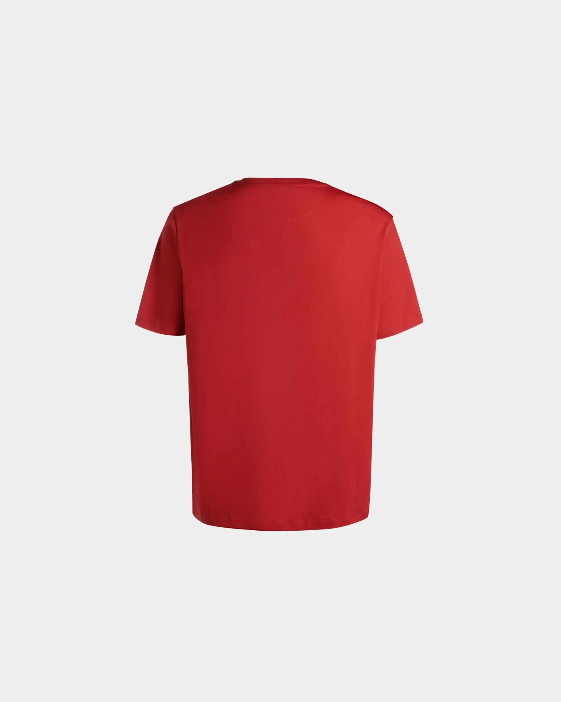 T-Shirt With Mountain Flower Print In Candy Red Cotton